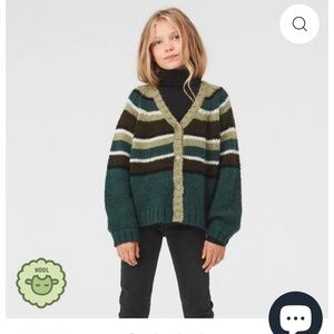 Striped Green and Black Kids Cardigan by designer Molo
